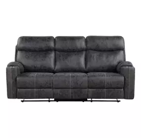 Hirah Dark Gray Polish Microfiber Reclining 86" Sofa