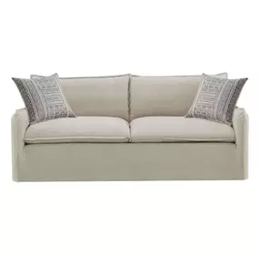 Upendo Beige Linen 84" Sofa with 2 Pillows