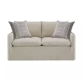 Upendo Beige Linen 64" Loveseat with 2 Pillows