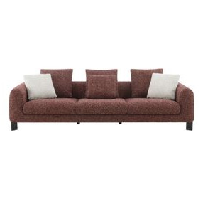 Mardi Maroon Tweed 109" Sofa with 3 Pillows