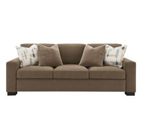 Darya Brown Suede Fabric 89" Sofa with 4 Pillows