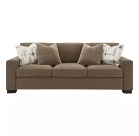 Darya Brown Suede Fabric 89" Sofa with 4 Pillows