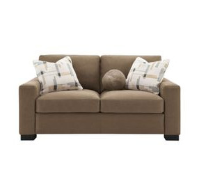 Darya Brown Suede Fabric 69" Loveseat with 3 Pillows