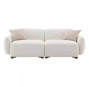Darius Beige Boucle 88" Sofa with 2 Pillows