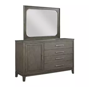 Cascade Sable 4 Drawer Door Garrison Bureau with Rectangular Landscape Mirror