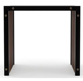 Pinstripe Dark Chocolate and Rich Walnut Square Glass Top End Table