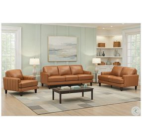 Ada Cognac Brown Leather Living Room Set