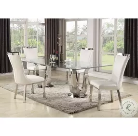 Adelle Clear Glass And Polished Stainless Steel Dining Room Set