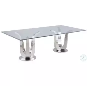Adelle Clear Glass And Polished Stainless Steel Dining Table