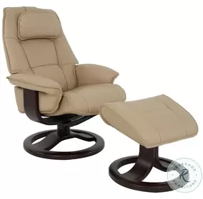 Admiral Latte Leather Small Recliner with Ottoman