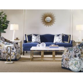 Links Inlaid Crystal Stone And Antique Brass Small Occasional Table Set