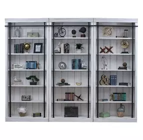 Avondale White 3 Tall Bookcase Wall with Ladder