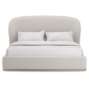 Opal Ivory and Soft Silver Paint King Upholstered Panel Bed