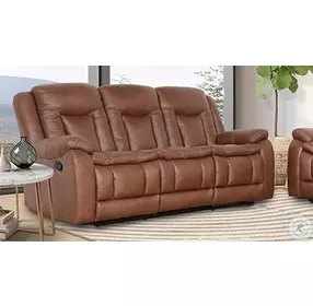 Morello Brown Power Reclining 88" Sofa Power Footrest