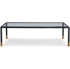 Jennings Black and Gold Rectangular Glass Top Cocktail Table