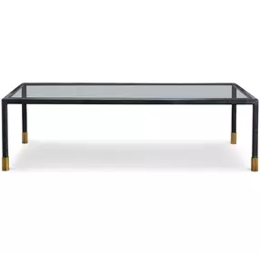 Jennings Black and Gold Rectangular Glass Top Cocktail Table