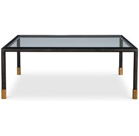 Jennings Black and Gold Square Glass Top Cocktail Table