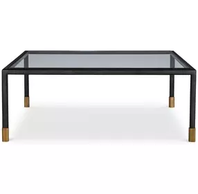 Jennings Black and Gold Square Glass Top Cocktail Table