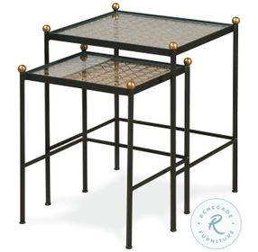 Tom Tom Glass And Rustic Black Nesting Side Tables