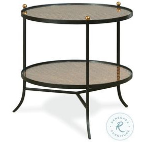 Tom Tom Glass And Rustic Black Round Side Table