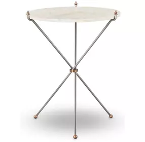 Felix Gray and White Round Marble Top Side Table