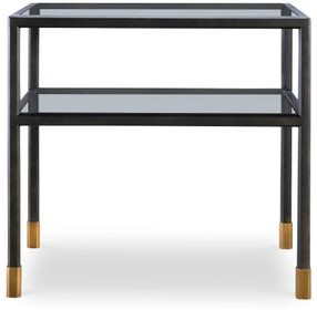 Jennings Black and Gold Rectangular Glass Top Side Table