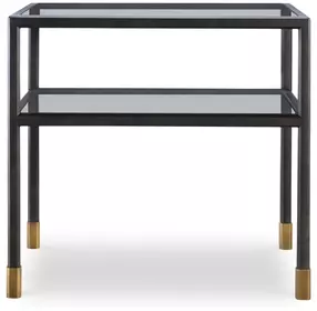 Jennings Black and Gold Rectangular Glass Top Side Table