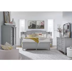 Glenbrook Pebble Wall Bedroom Set with 2 Nightstand and USB Charging