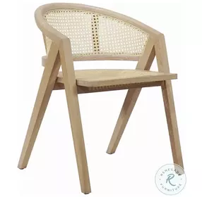 Aero Cerused Oak Cane Barrel Back Dining Chair