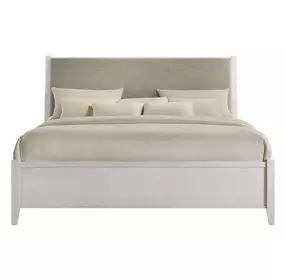 Andover White and Brown King Upholstered Panel Bed