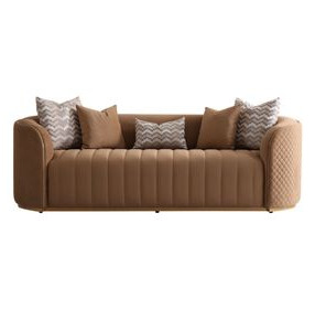 Ariana Caramel and Gold Velvet 97" Sofa