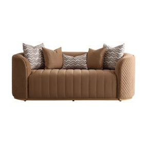 Ariana Caramel and Gold Velvet 83" Loveseat