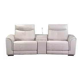 Mia Bella Light Grey Power Reclining Console 87" Loveseat
