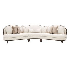 Camellia Field Linen And Warm Pecan 3 Piece Chenille 160" Sofa