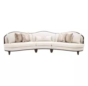 Camellia Field Linen And Warm Pecan 3 Piece Chenille 160" Sofa