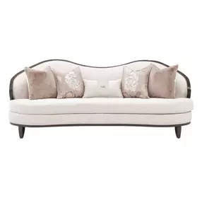 Camellia Field Linen and Warm Pecan Chenille 94" Sofa