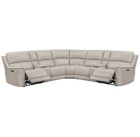 Easton Steamboat Quartz Leather 7 Piece Modular Zero Gravity Power Reclining Sectional with USB Charging