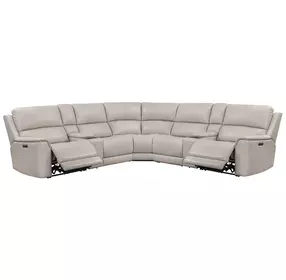 Easton Steamboat Quartz Leather 7 Piece Modular Zero Gravity Power Reclining Sectional with USB Charging