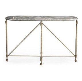 Artifacts Bronze and Gray Oval Marble Top Roberti Console Table