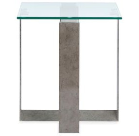 Whitehall Aged Pewter and Chrome Pucks Rectangular Glass Top End Table