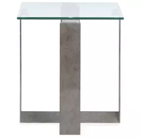 Whitehall Aged Pewter and Chrome Pucks Rectangular Glass Top End Table