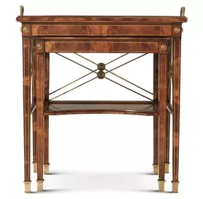 Althorp Ramsey Mahogany and Gold Rectangular Glass Top Nest of Tables
