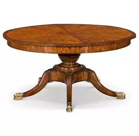 Althorp Ramsey Mahogany and Gold Extendable Round Patent Jupe Dining Table