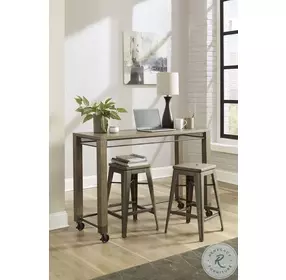 Selene Natural Pecan Counter Height Console Table with 2 Stools