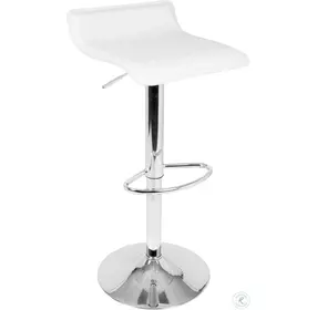 Ale White And Chrome Adjustable Bar Stool Set of 2