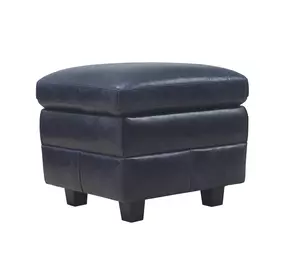 Ashton Midnight Blue Top Grain Leather Ottoman