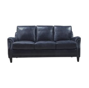 Ashton Midnight Blue 82" Top Grain Leather Sofa with Nailhead Trim