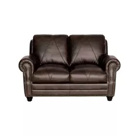 Brookstone Chocolate 61" Leather Loveseat with Nailhead Trim