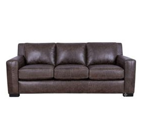 Nova Bomber Walnut 93" Top Grain Leather Sofa
