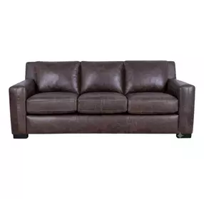Nova Bomber Walnut 93" Top Grain Leather Sofa